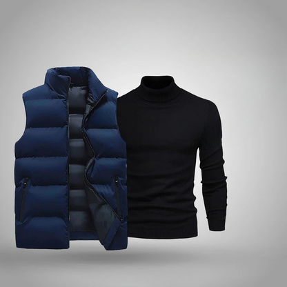 RL Winter-Style-Set für Herren – Schwarze Mütze, Weste & Pullover